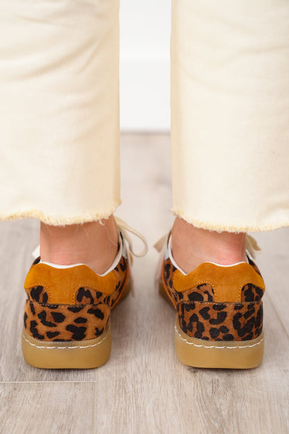 MIA Low Top Sneaker with Suede and Leopard Print Detailing