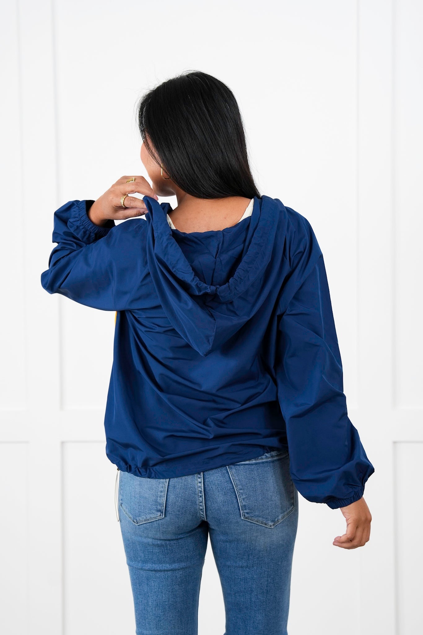 Color Block Long Sleeve Zip Up Hooded Windbreaker Jacket