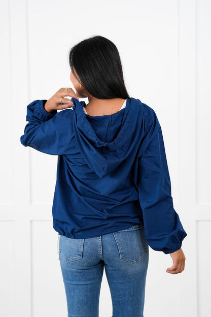 Color Block Long Sleeve Zip Up Hooded Windbreaker Jacket