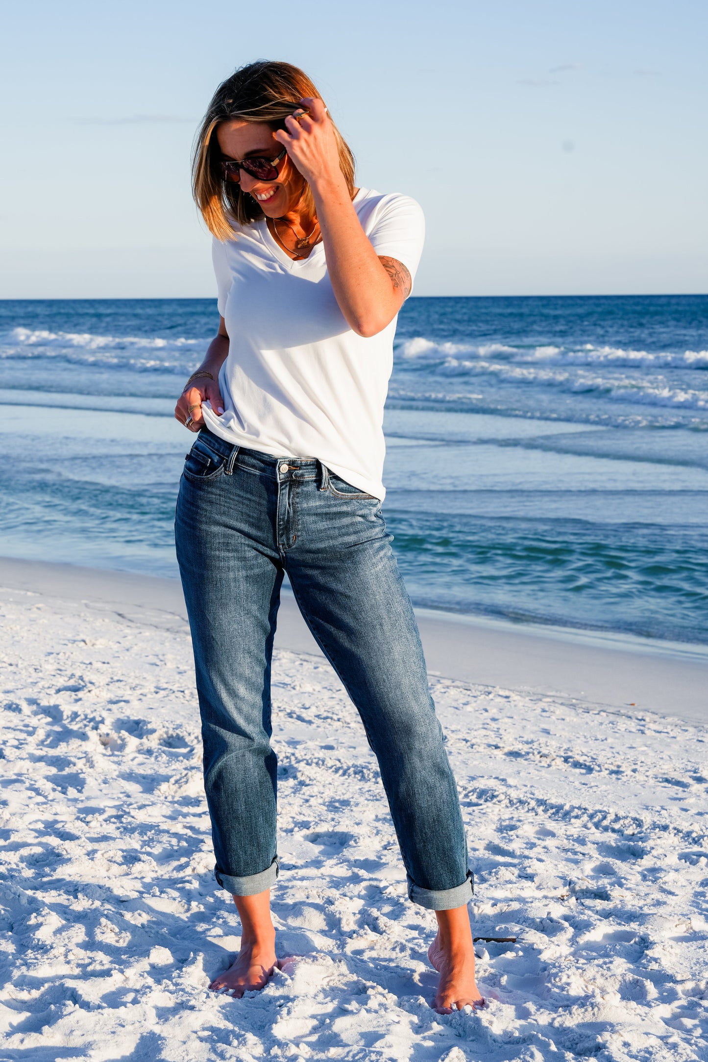 Judy Blue Mid Rise Dark Vintage Wash Non-Distressed Boyfriend