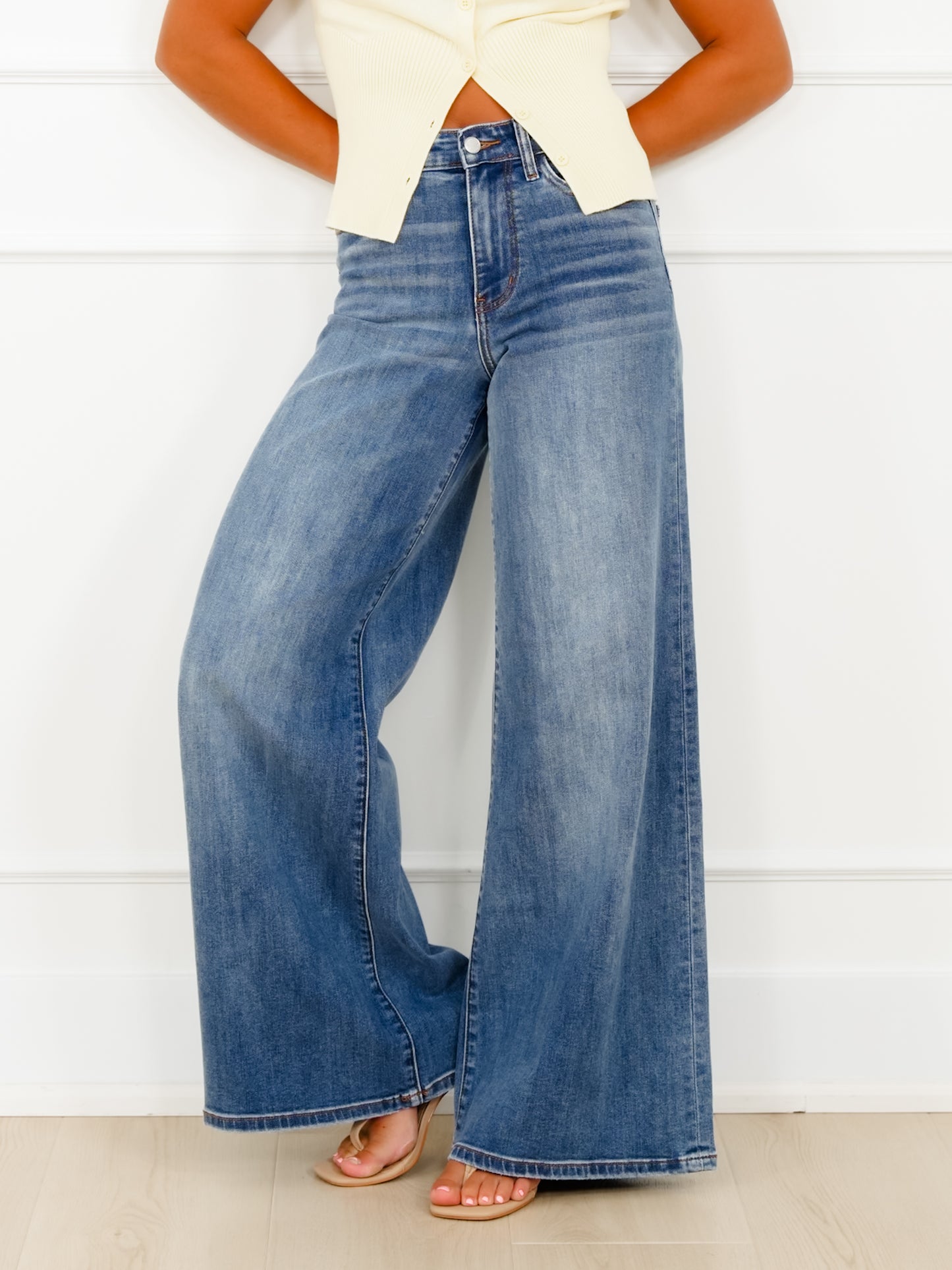 Judy Blue High Rise Medium Wash Palazzo Jeans