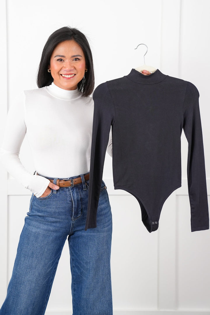 Solid Long Sleeve Turtle Neck Bodysuit