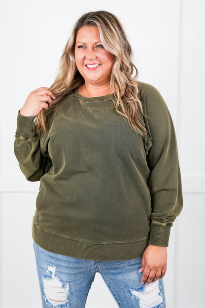Restock + New Colors Door Buster! PLUS/REG Zenana Pigment Dyed French Terry Pullover w/ Pockets (Multiple Colors)