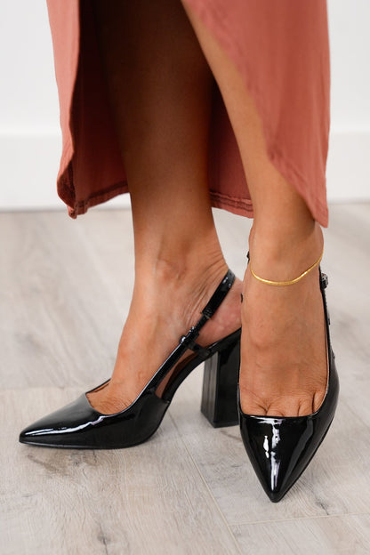 Restock! Pointed Toe Slingback Heeled Shoe with Adjustable Strap