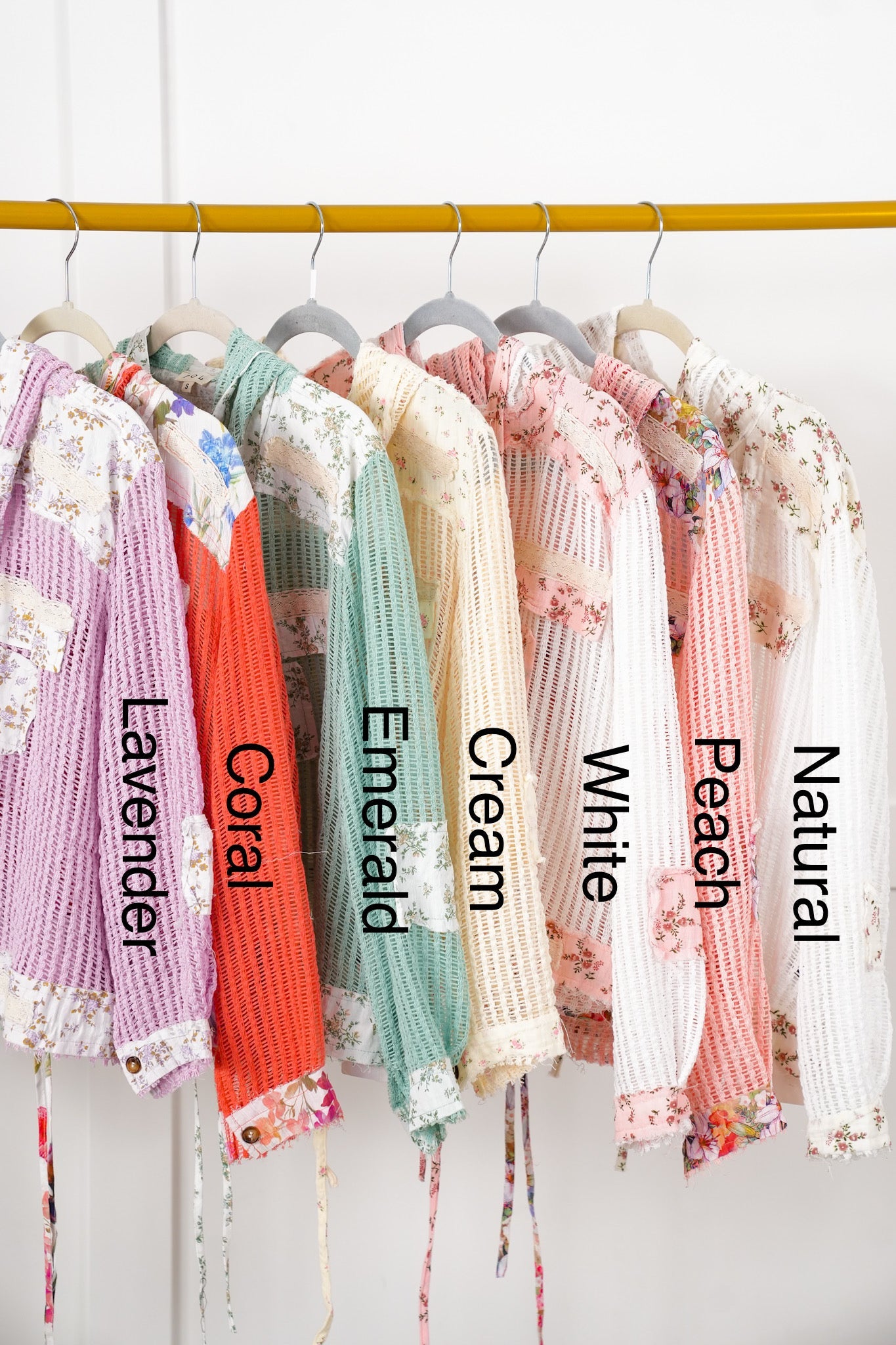POL Crochet Long Sleeve Button Down Hooded Jacket with Floral Detail