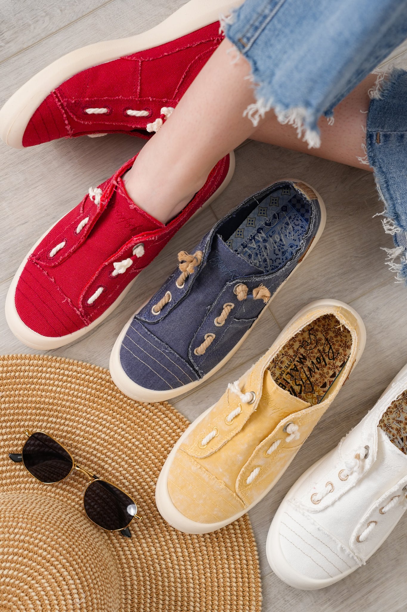 Blowfish Stitch Accent Sneakers with Distressed Edges