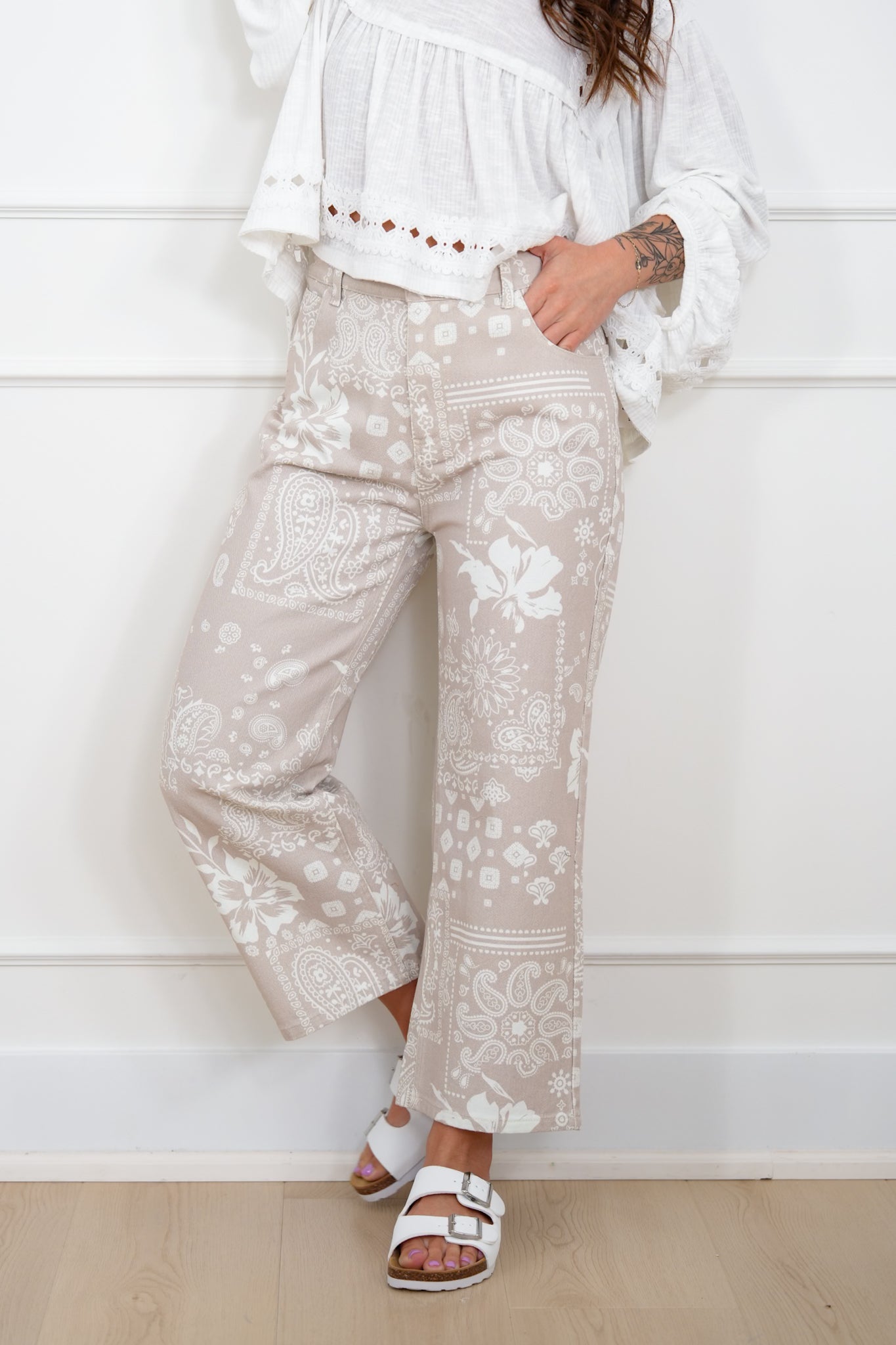 Multi Print Mid Rise Twill Pants