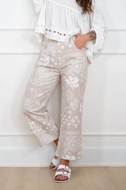 Multi Print Mid Rise Twill Pants