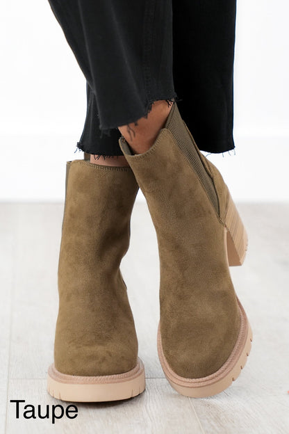 MIA Vegan Nubuck Ankle Boot with Chunky Heel