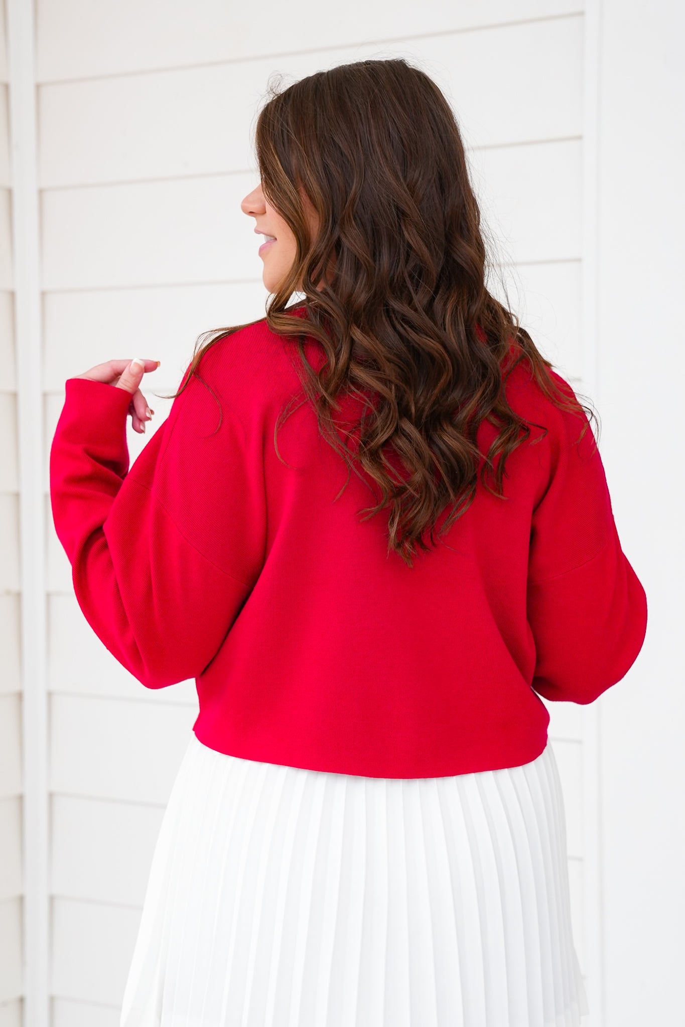 Red Long Sleeve Button Down Cardigan