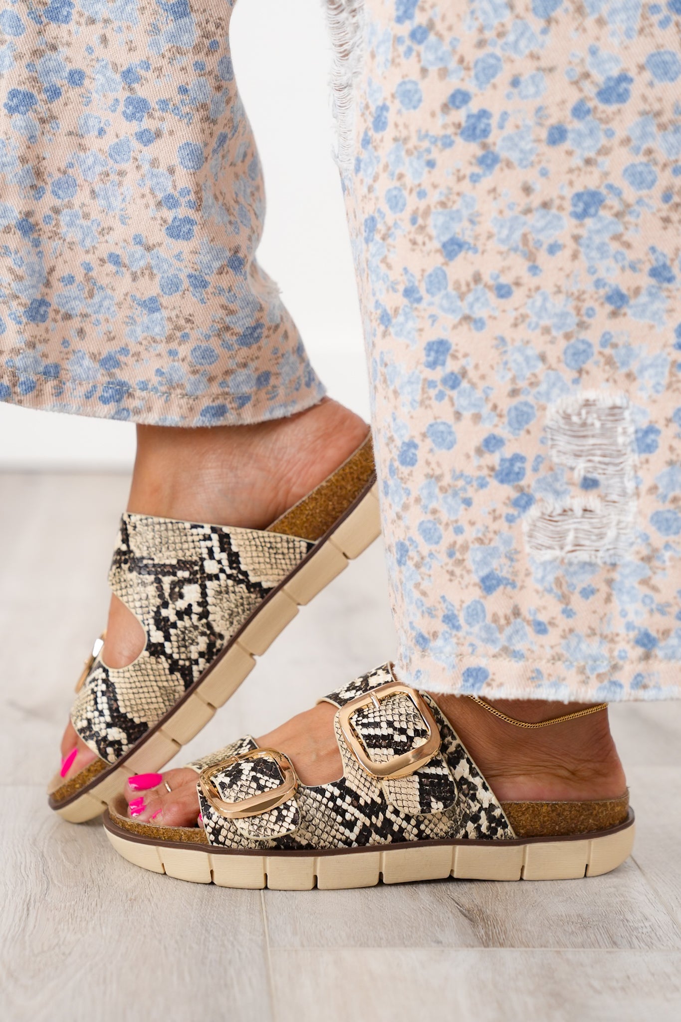 MIA Adjustable Double Buckle Slip On Sandal