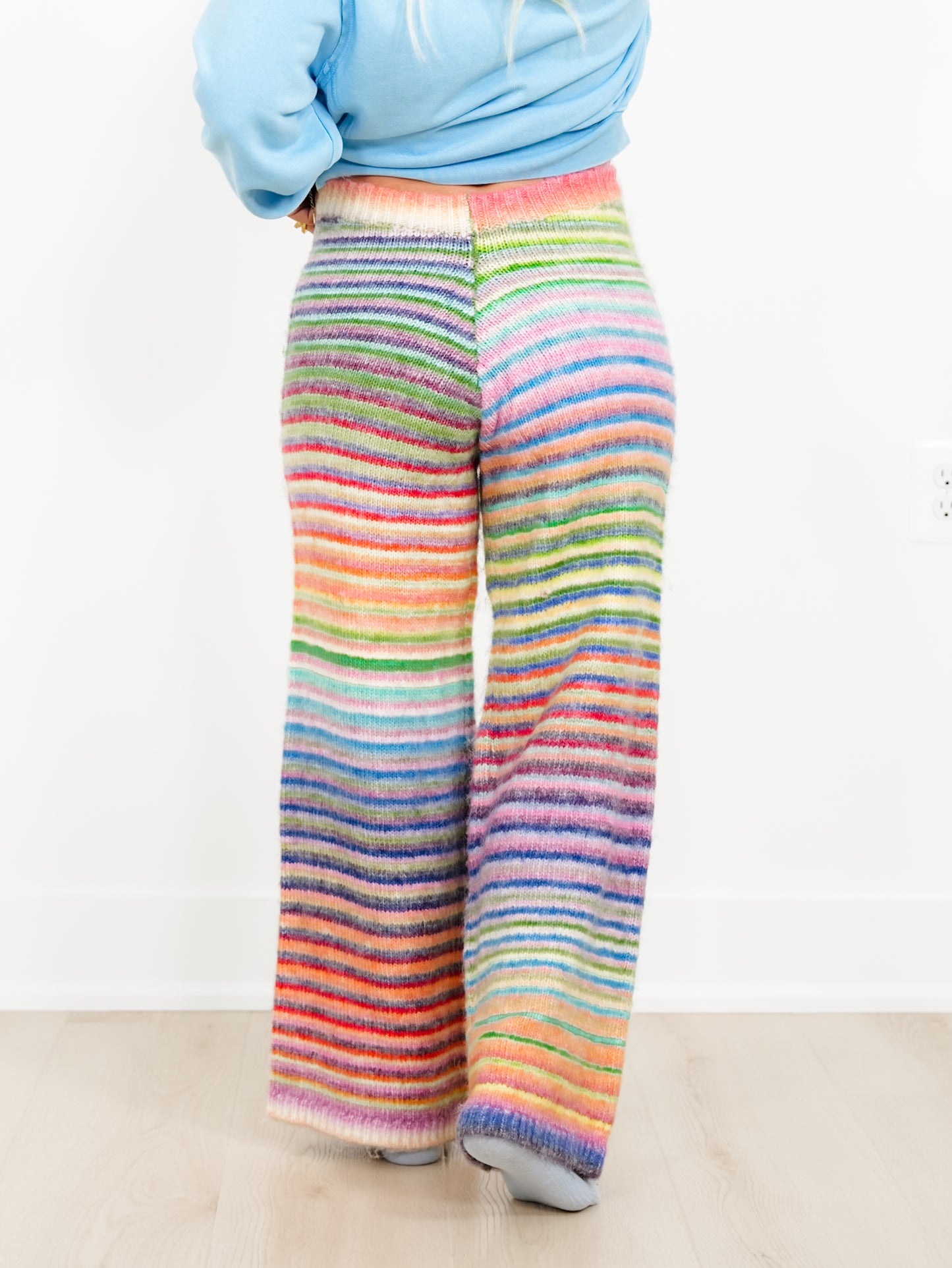 Rainbow Stripe Elastic Waist Sweater Pants - Freckled Poppy