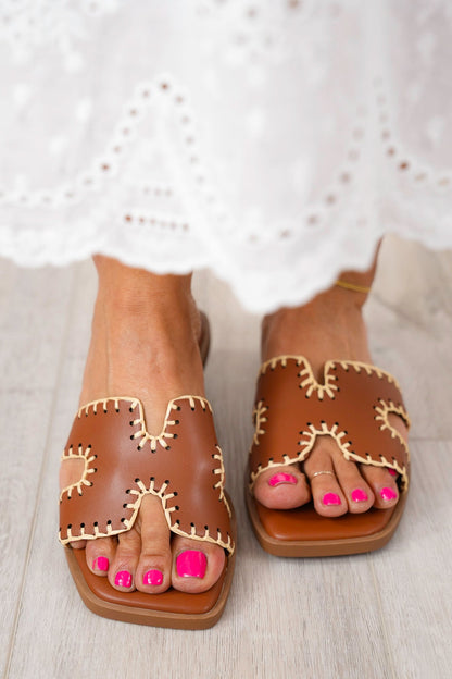 Flat Slip On Sandal with Cut Out Strap