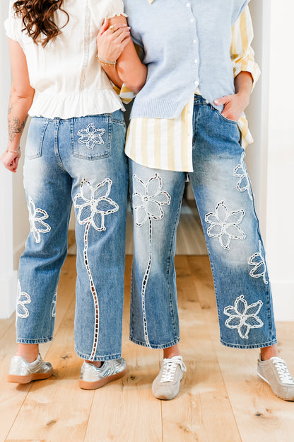 The Lily Bloom Floral Embroidered Straight Leg Jeans