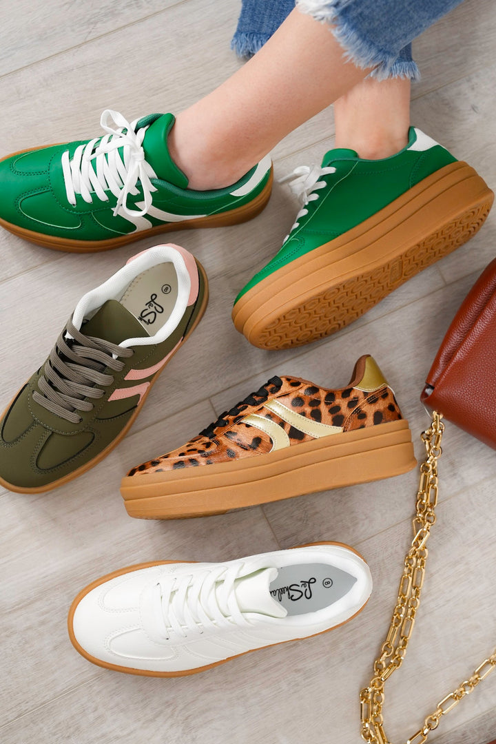 Double Stripe Platform Lace Up Sneaker