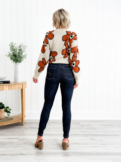 Judy Blue Dark and Twisted High Rise Dark Wash Classic Back Pocket Embroidery Skinny Jeans