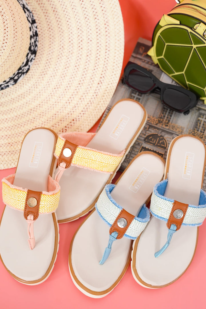 Yellow Box "Stencil" Woven Texture Thong Flip Flop Sandal