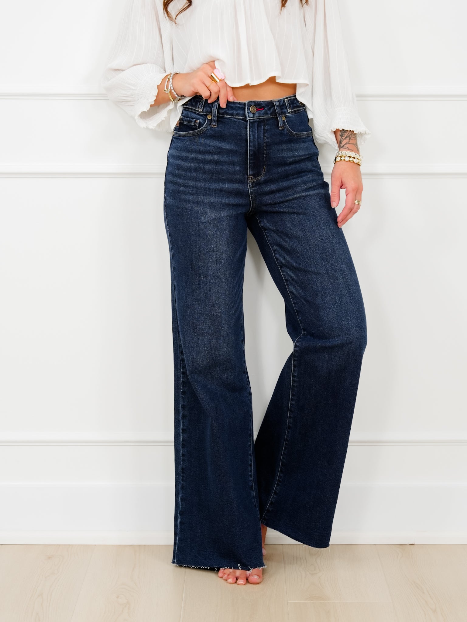 Judy Blue The Levi High Rise Dark Wash Petite/Reg Retro Wide Leg
