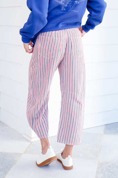 Mineral Wash Multi Stripe Barrel Pants
