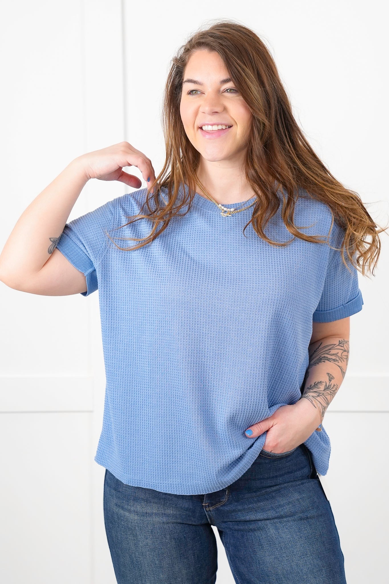 Door Buster! Plus/Reg Thermal Short Cuffed Sleeve Top