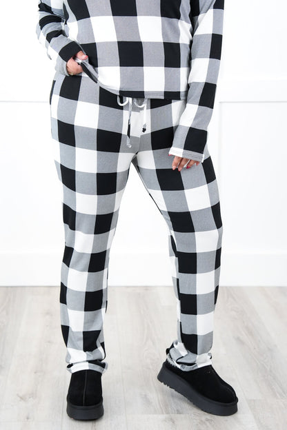Plus/Reg Buffalo Plaid Elastic Waist Lounge Pants
