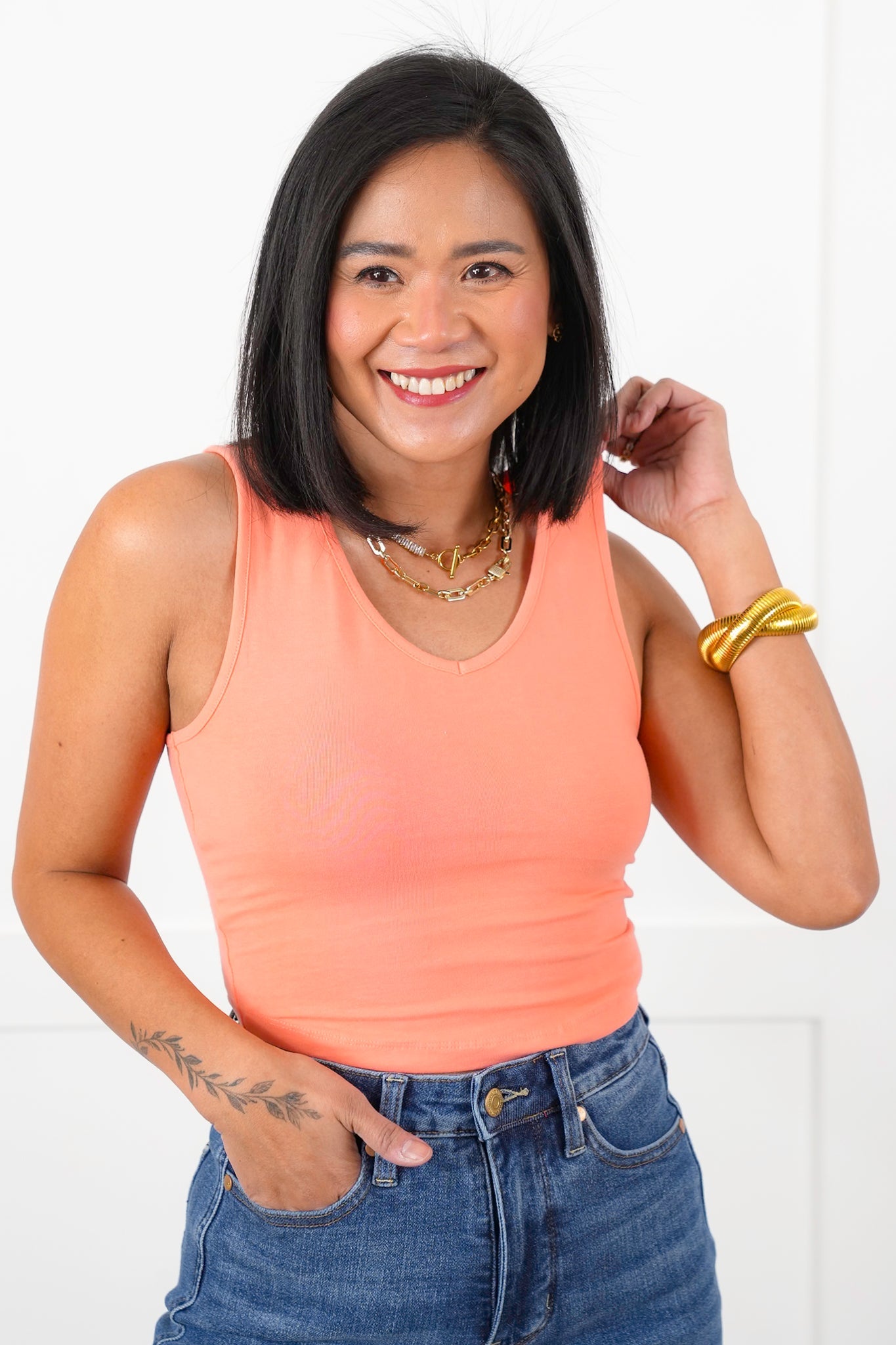 Door Buster! Zenana Cropped Cami V-Neck Cotton Top