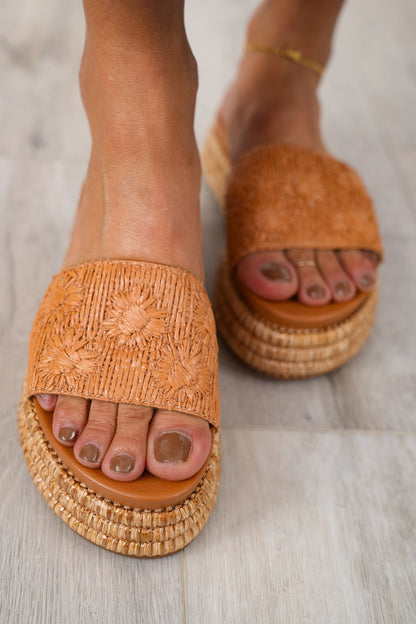Corky's "BRB" Textured Woven Platform Slide Sandal