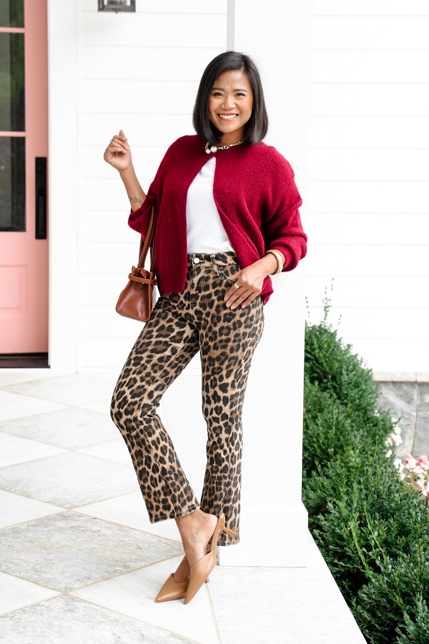 Lovervet High Rise Leopard Kick Flare Jeans