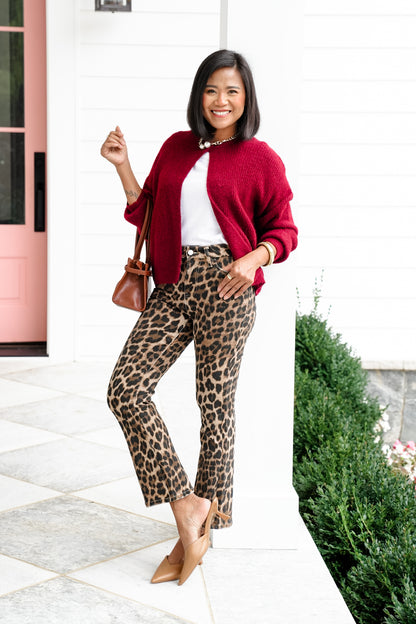 Lovervet High Rise Leopard Kick Flare Jeans