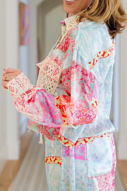 POL Multi Print Long Sleeve Button Down Top