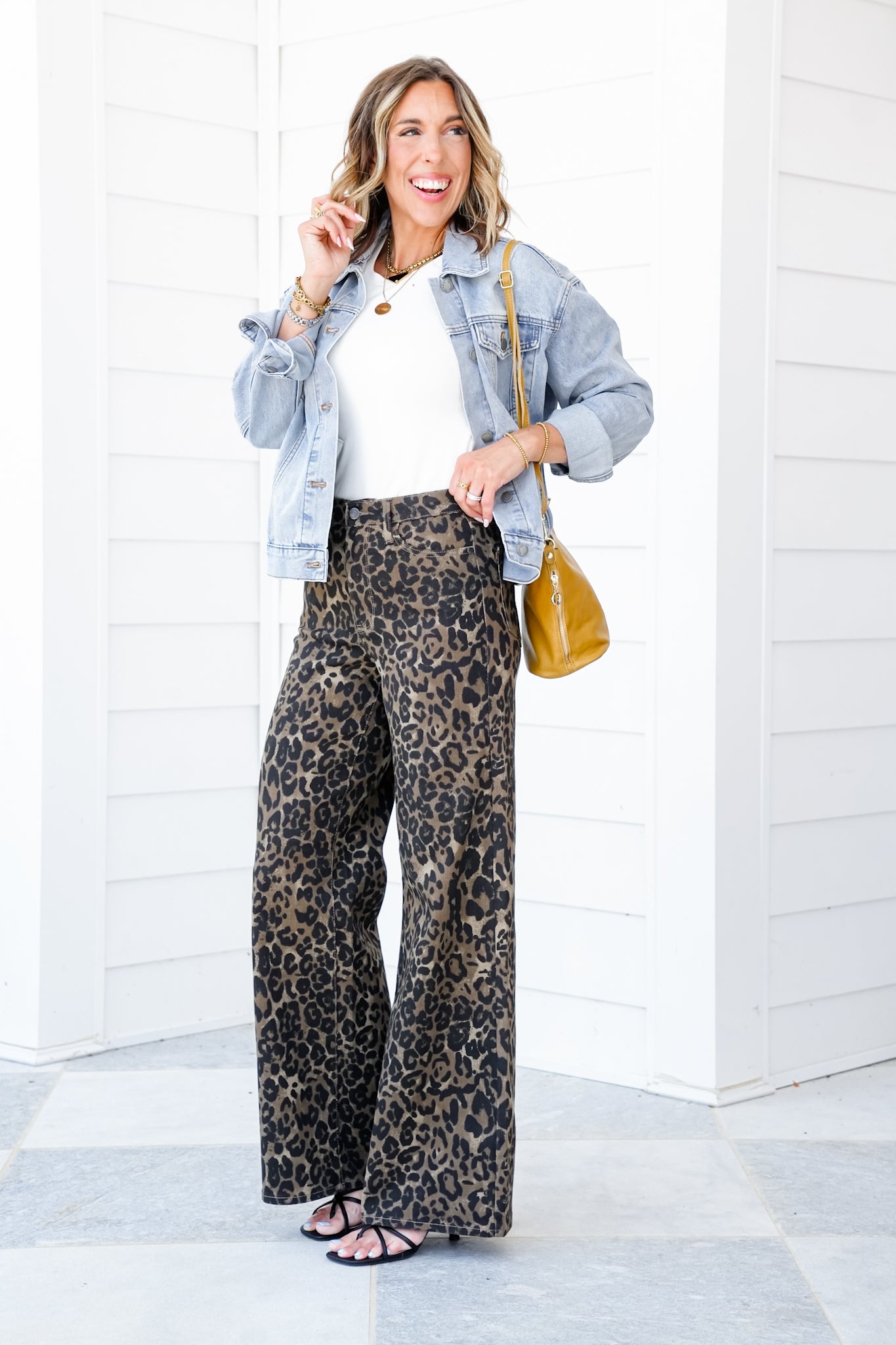 Judy Blue High Rise Leopard Retro Wide Leg Jeans