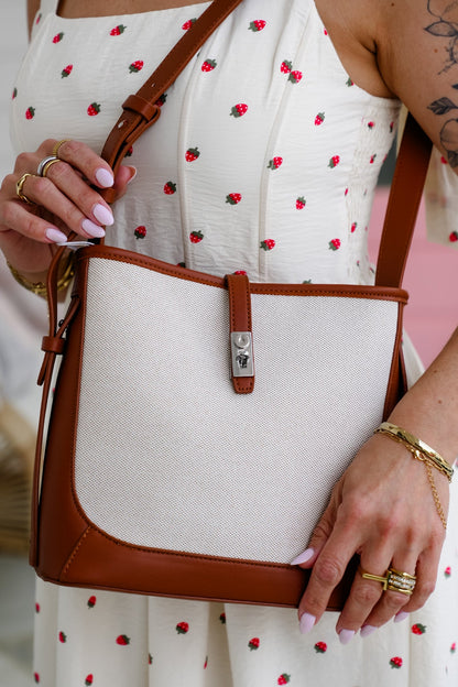 Mabel Structured Canvas Bag with Vegan Leather Trim