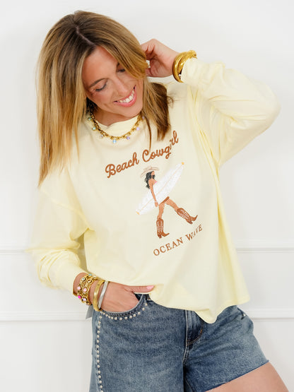 Long Sleeve "Beach Cowgirl" Graphic Tee