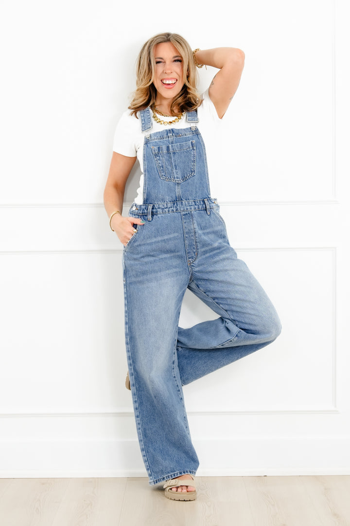Judy Blue High Rise Medium Wash Rigid Magic Overalls