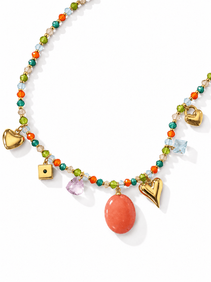 Treasure Jewels Golden Sunset Charm Necklace - Freckled Poppy