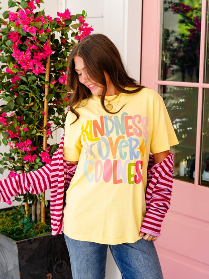 Plus/Reg Short Sleeve "Kindness Over Coolness" Graphic Tee - Freckled Poppy