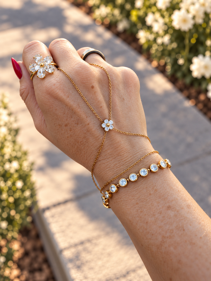 Double Layer Dainty Finger Bracelet