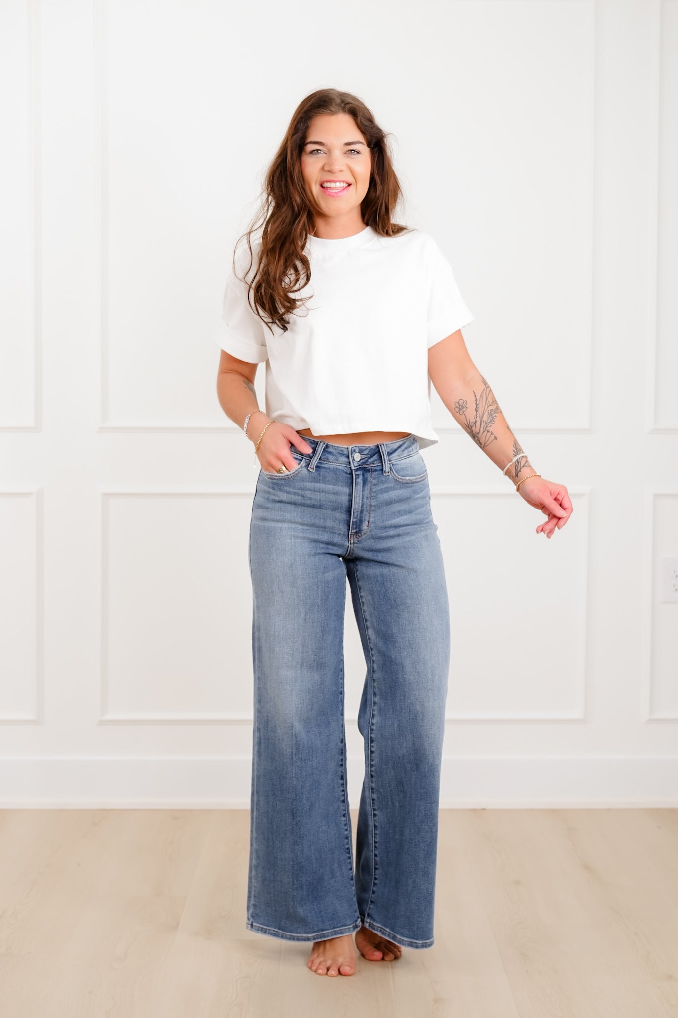 Judy Blue The Lola Multiple Inseam Medium Wash Retro Wide Leg Jeans