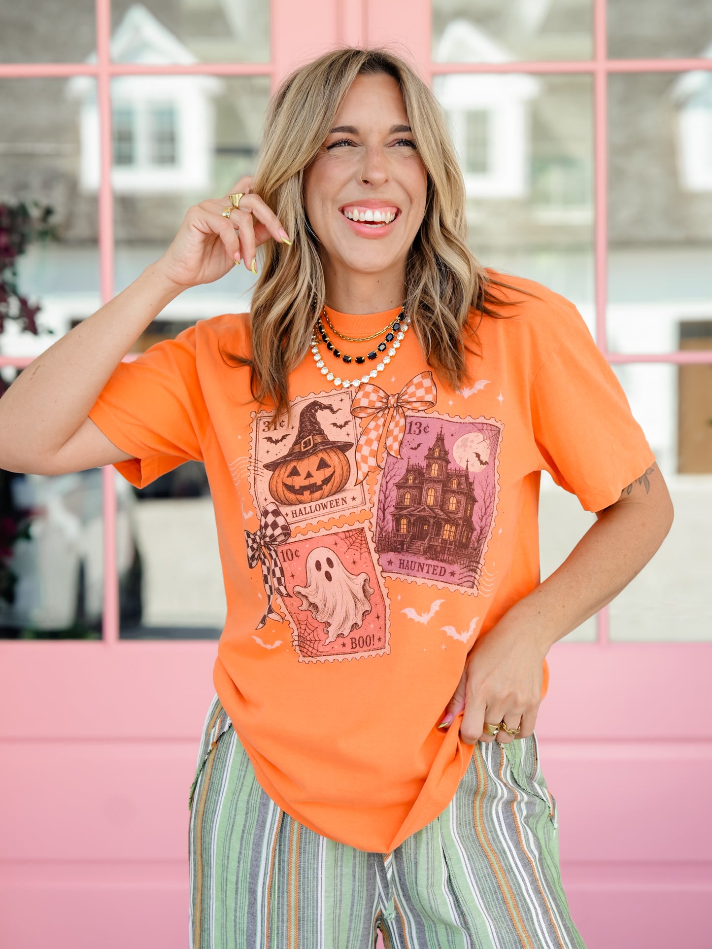 Plus/Reg Short Sleeve Halloween Stamps Graphic Tee