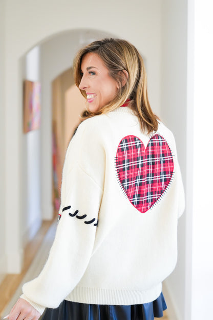 Heart Accent Long Sleeve Button Down Cardigan