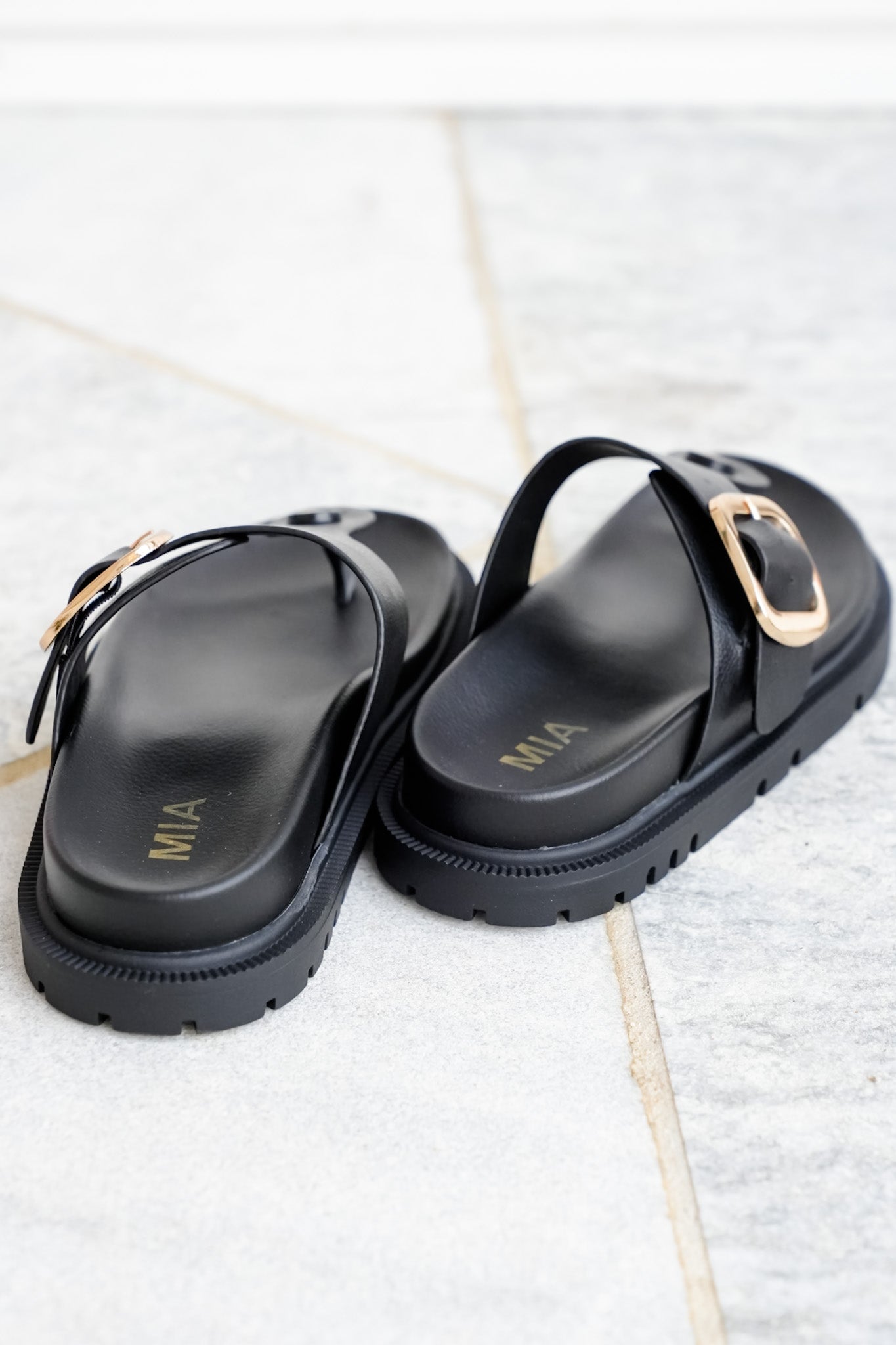 MIA Vegan Leather Buckle Thong Sandal