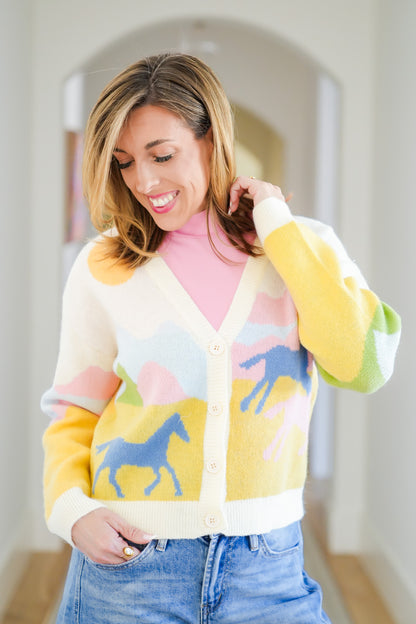 Western Theme Long Sleeve Button Down Cardigan