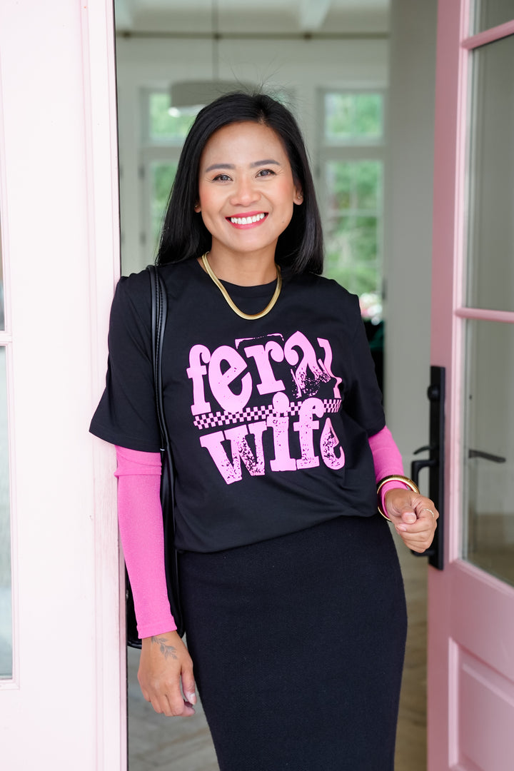 Plus/Reg Short Sleeve "Feral Wife" Graphic Tee