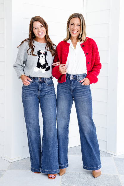 Restock! Risen Material Girl High Rise Medium Wash Tummy Control Double Button Elastic Waistband Jeans