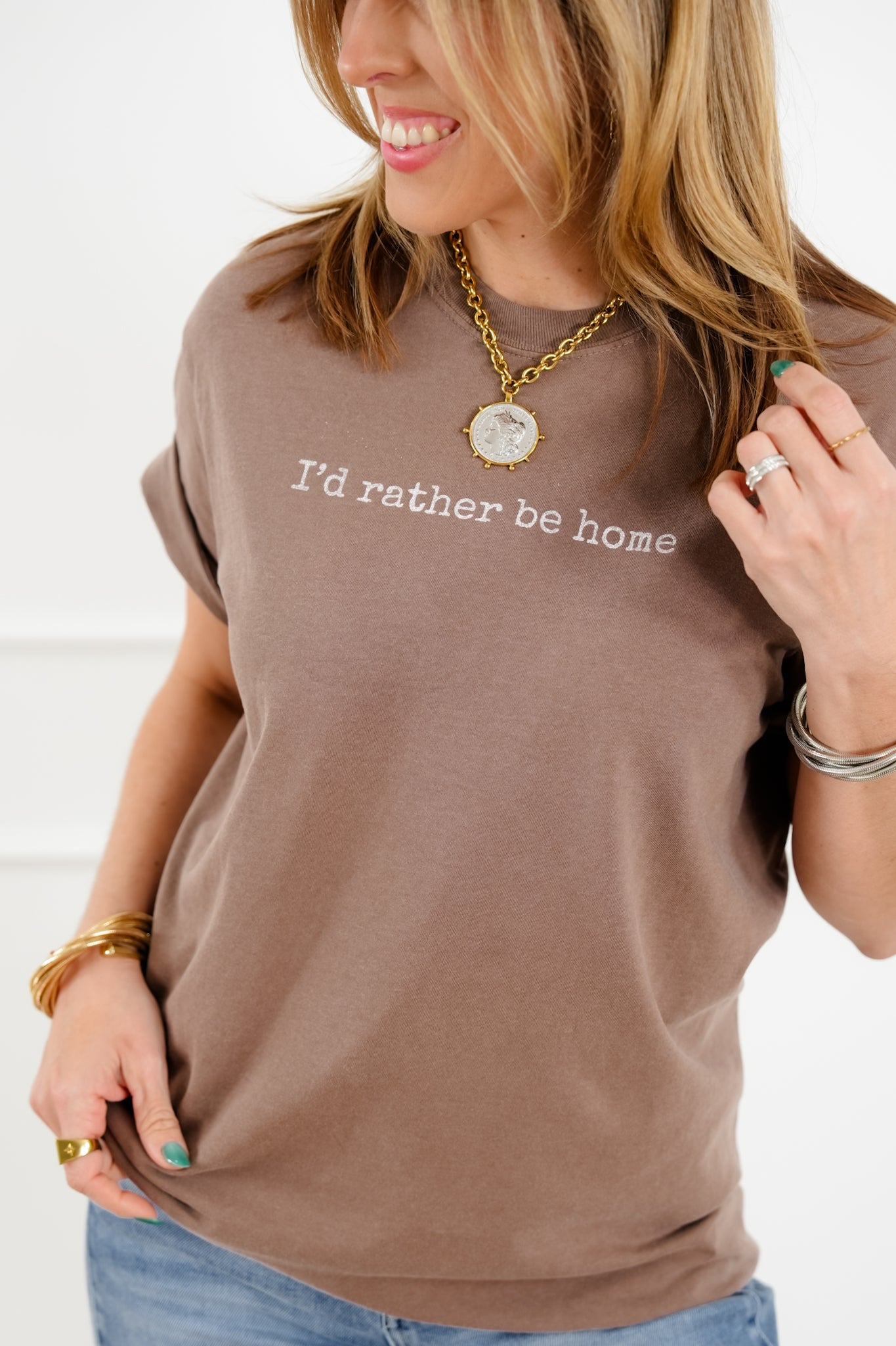 Plus/Reg Short Sleeve "I'd Rather Be Home" Graphic Tee
