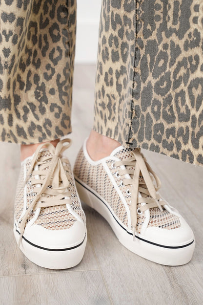 Corky's "Waiting List" Tan Woven Platform Sneakers