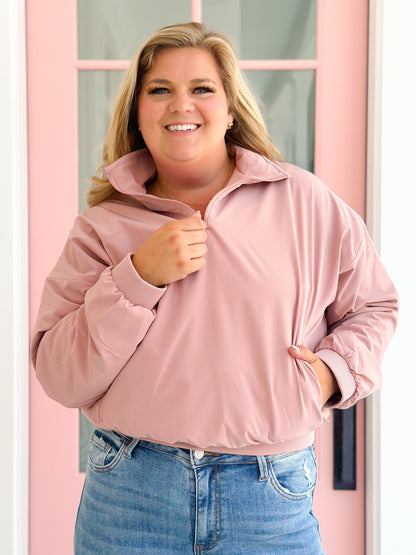 Long Sleeve 1/4 Zip Woven Jacket With Fleece Lining (Multiple Colors)