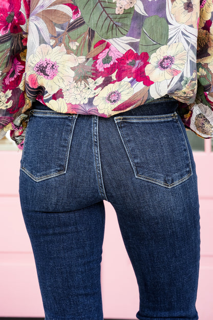 Judy Blue Belong To Me High Rise Dark Wash Angled Side Seam Flare Jeans