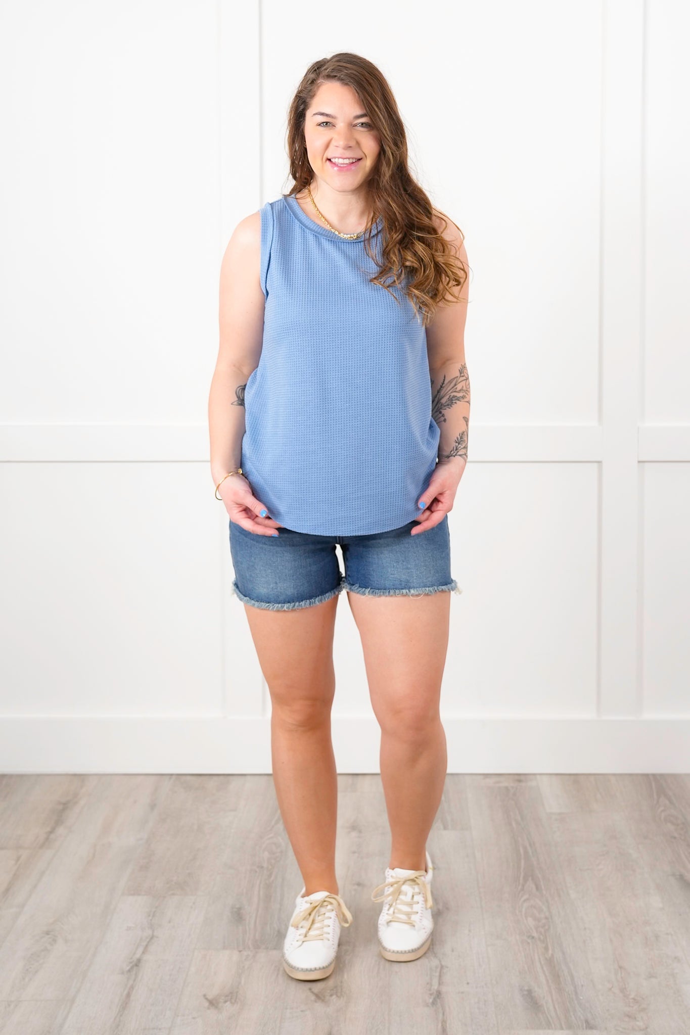 Door Buster! Plus/Reg Thermal Round Neck Tank Top with Reverse Seam Detail