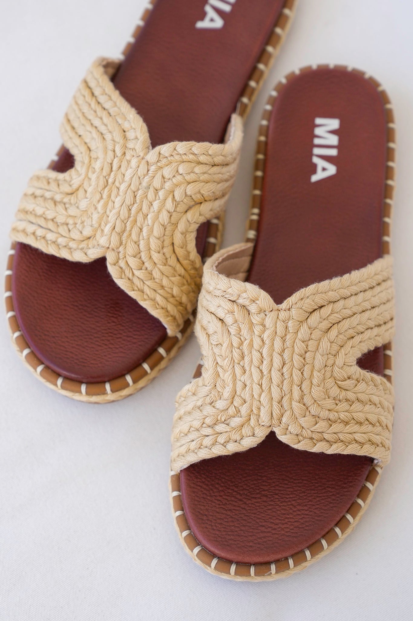 MIA Braided Raffia Slide Sandal